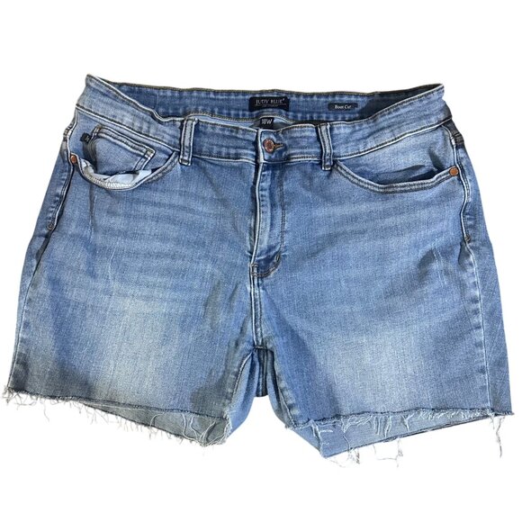 Judy Blue Pants - Judy Blue Womens Custom Cutoff Jean Shorts Size 18W Light Wash Frayed Hem Casual